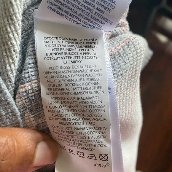 Chaps Multicolor Aztec Southwestern Thermal Waffle Knit Pullover Hoodie Size S - Picture 8 of 11